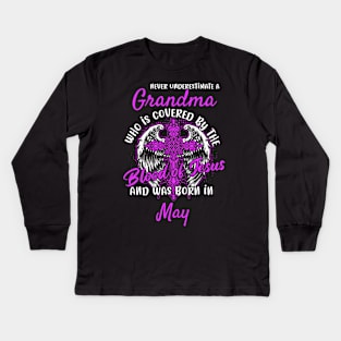 Funny Christian Grandma who was Born in May Kids Long Sleeve T-Shirt